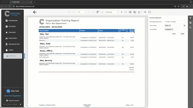 ConfiTrek audit-ready compliance reports